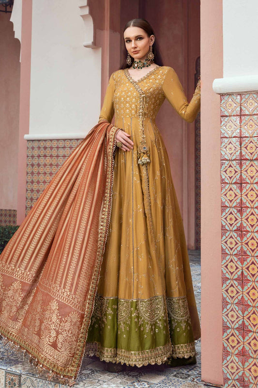 Buy Now, D#2 - Mustard - Maria. B Sateen 2023 - Wedding and Bridal Party Dresses - Wedding Festive 2023 - Maria. B in UK 