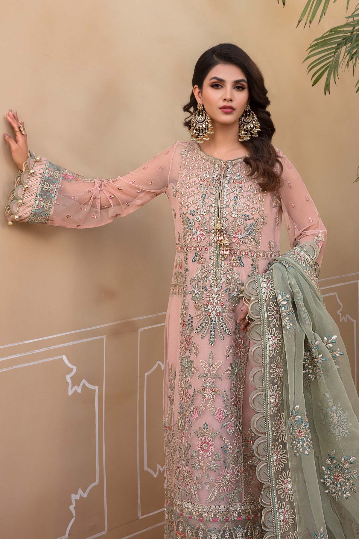  Ice Blue BD-2607 - Maria.B - Mbroidered Chiffon Collection 2023 - Shahana Collection UK - Maria.B in UK 
